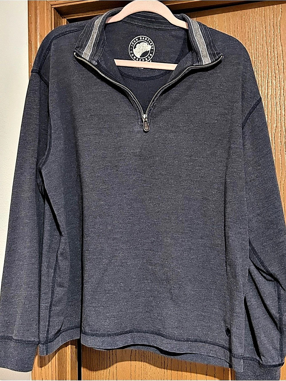 John Bartlett Consensus Quarter-Zip Pullover Blue Gray Large